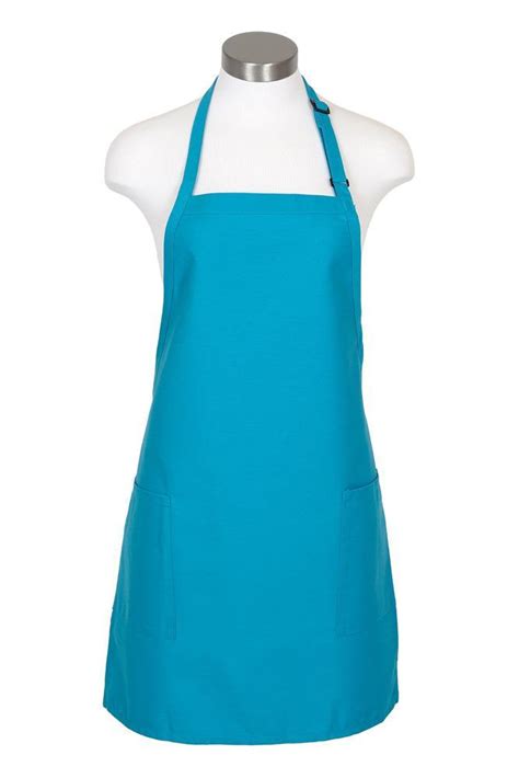 Turquoise Bib Adjustable Apron 2 Patch Pockets Apronwarehouse