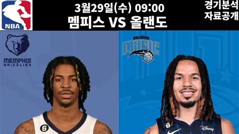 3월29일 Nba 농구분석 주요 경기 멤피스 Vs 올랜도 프로토 프로토분석 토토 토토분석 스포츠분석 스포츠