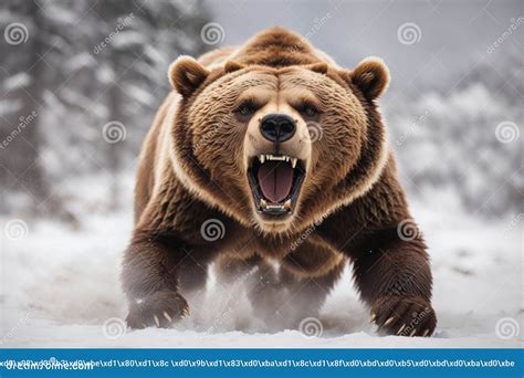 Portrait of Angry Brown Bear, Wildlife Scene. Stock Image - Image of ...