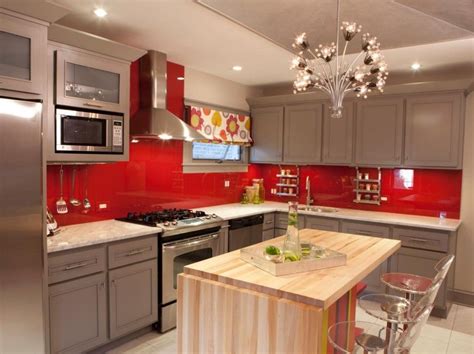 I Love These Grey Cabinets With Red Accents Red Kitchen Decor Red