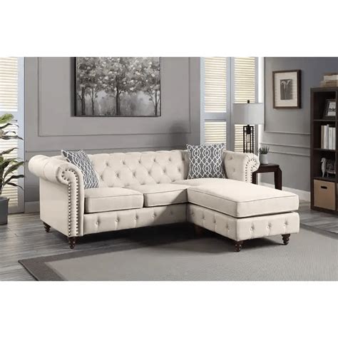 Reversible Tufted Sectional Sofa in Fabric - FSM FURNITURE