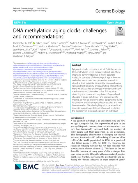 (PDF) DNA methylation aging clocks: Challenges and recommendations