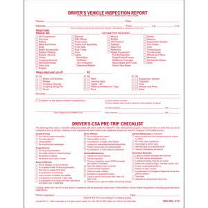 Detailed Driver S Vehicle Inspection Report Dvir With Csa Checklist