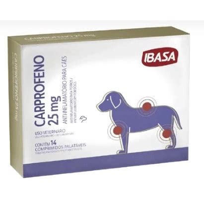 Anti Inflamatório Carprofeno 25mg 14 Comprimidos Ibasa Pet Center