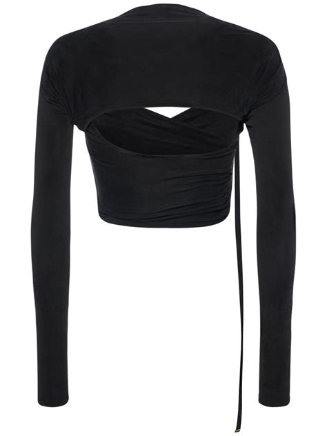 Jacquemus Le Haut Peplo Jersey Top In Black Modesens