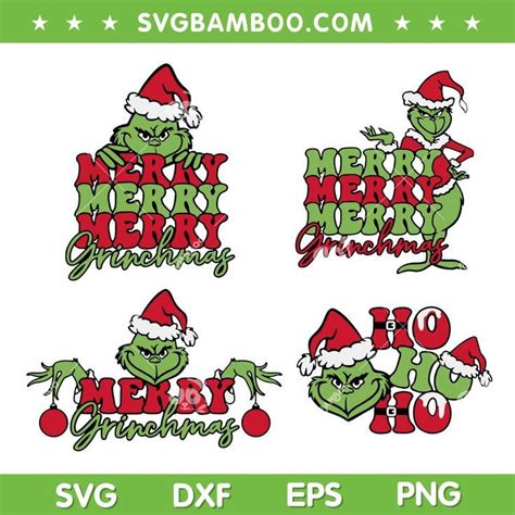 Merry Grinchmas Santa Hat Svg Bundle Grinch Ho Ho Ho Xmas Svg Bundle