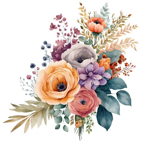 Flower Bouquet Watercolor Clipart Png