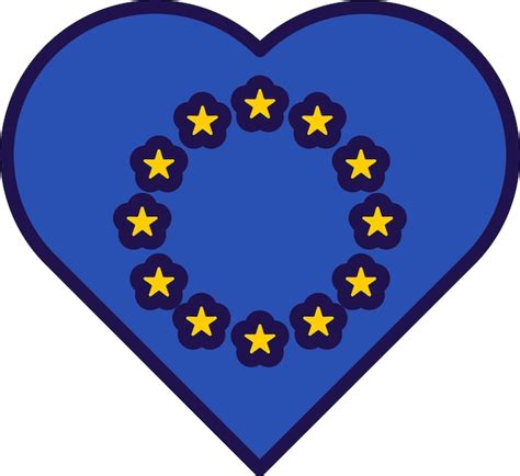 Premium Vector European Union Official Flag In Heart Form Vector