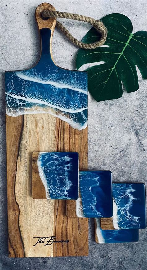 Beautiful Wood And Resin Coasters Coaster Set Etsy Resin Art