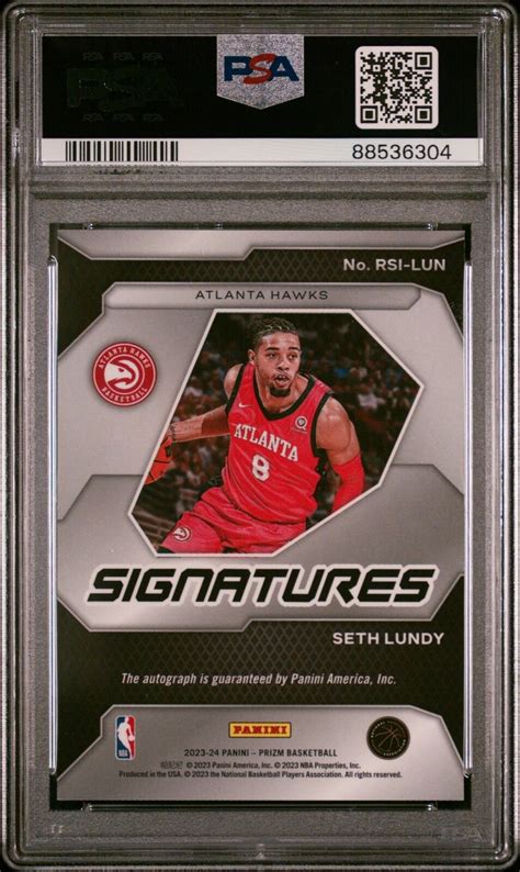 2023 24 Panini Prizm Rookie Signatures RSI LUN Seth Lundy AU RC