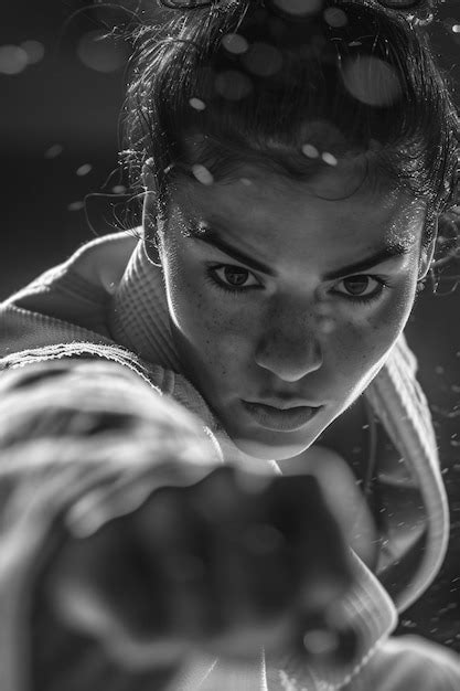 Retrato Monocrom Tico De Un Atleta Que Compite En El Campeonato De Los