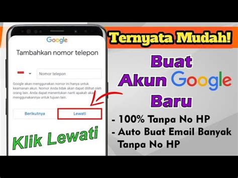 Cara Membuat Akun Google Tanpa Nomor Hp Tutorialmaster Youtube