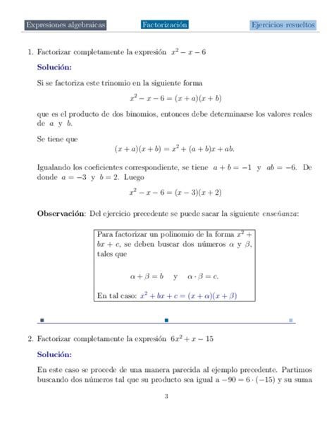 Pdf Expresiones Algebraicas Factorizaci´on Erick Perez