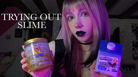 Trying Out Slime For The First Time Asmr Tapping Sticky Sounds Wet