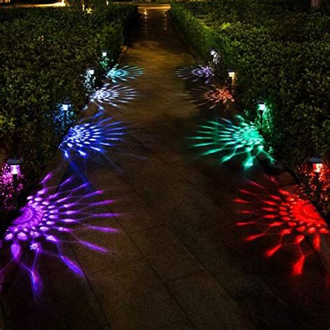 BEAU JARDIN 8 Pack Solar Lights With 7 Color Changing Pathway Outdoor