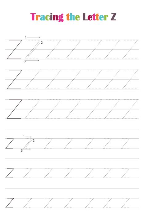 Free Printable Alphabet Tracing Worksheets Pdf Letter Z