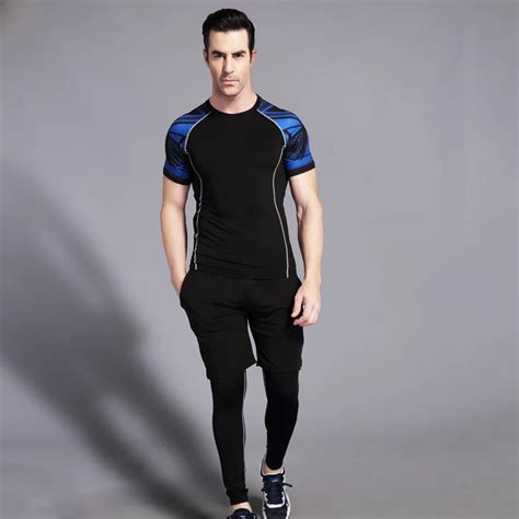 Pcs Set Mens Compression Tracksuit Bodybuilding Skin Tight Short