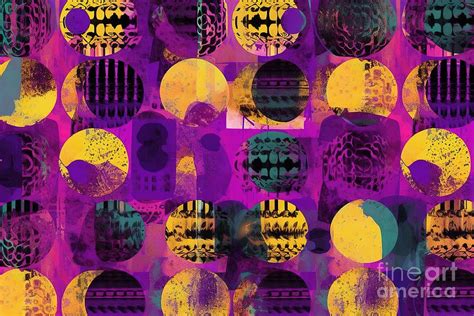 Seamless Pop Art Grunge Glitch Circles Patchwork Background Pattern Trendy Gender Neutral Violet ...