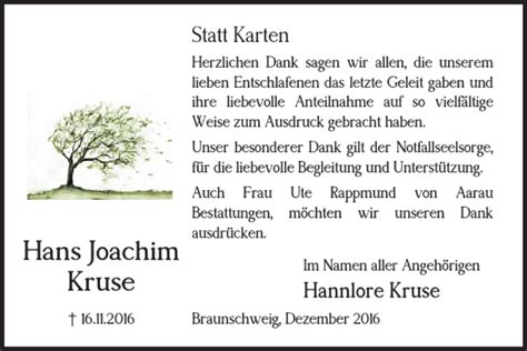 Traueranzeigen Von Hans Joachim Kruse Trauer De