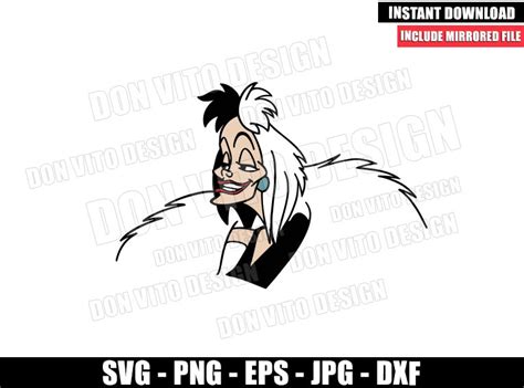 Cruella De Vil Disney Villain SVG Dxf Png Cruella Movie Cut File Cricut