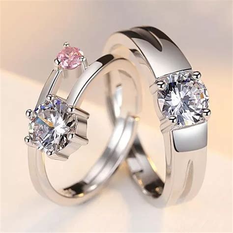 Par Anillos Promesa Plata 925 Amor Parejas Novios Amantes Meses Sin