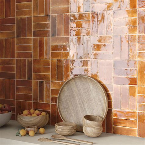 Luma Burnt Orange Gloss Ceramic Wall Tile Tilemountain