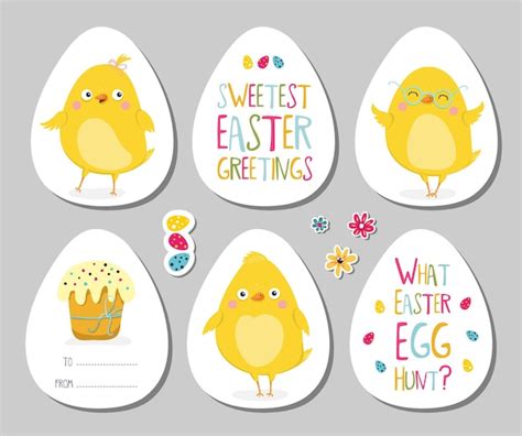 Premium Vector Set Of Easter Gift Tags Scrapbooking Elements Labels