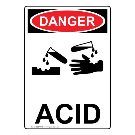 Vertical Acid Sign - OSHA DANGER