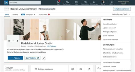 LinkedIn Unternehmensseite Erstellen Redeleit Junker