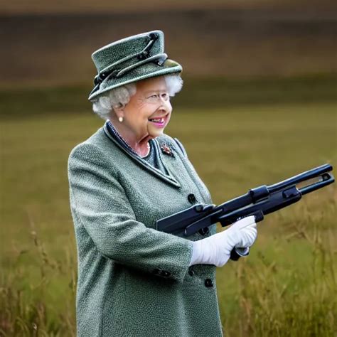 Queen Elizabeth Ii Wearing An Army Uniform While Stable Diffusion