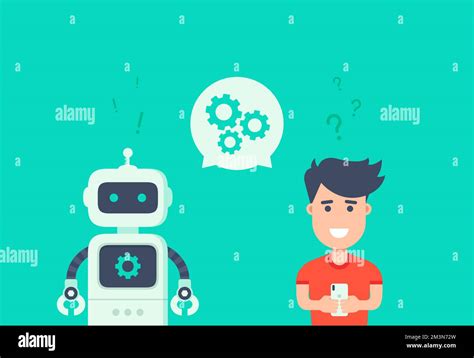 Chatbot Concept Customer Service Robot Man Chatting With Chat