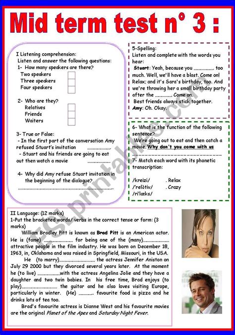 MID TERM TEST N 3 ESL Worksheet By Ben 10