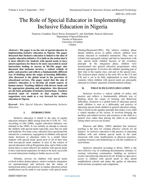 PDF The Role Of Special Educator In Implementing Inclusive Education