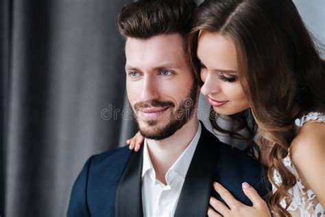 Close Up Portrait Of Beautiful Wedding Couple Together Bride And Groom