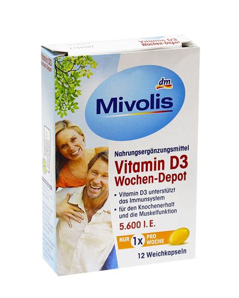 Витамин D3 Mivolis Vitamin D3 Wochen Depot 5 600 I E 12 капсул