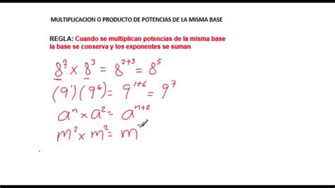 Multiplicacion De Potencias De La Misma Base Segundo Grado Youtube Otosection