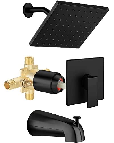 Sunzoe Shower Faucet Set With Tub Spout Matte Black Anti Scald Pressure