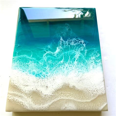 Resin Ocean Painting 8x10 Beach Art Resin Art Abstract Art