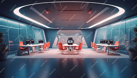 Premium AI Image | Futuristic office design modern creative interior ...