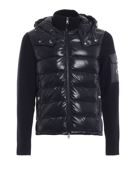 Casual Jackets Moncler Knit Wool And Padded Nylon Zip Jacket