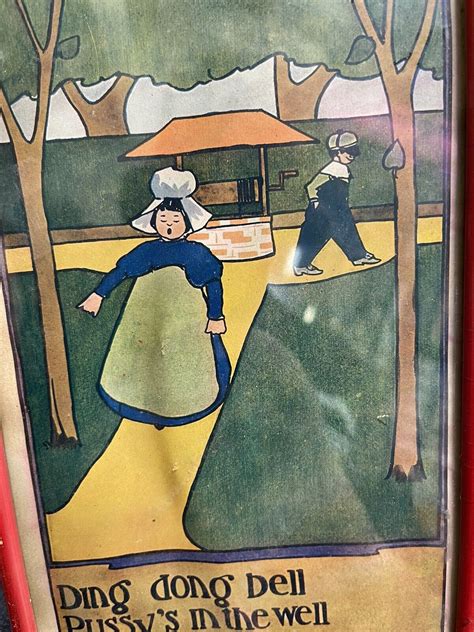 ANTIQUE DING DONG BELL PUSSY IN THE WELL NURSERY RHYME Print Copy Rite