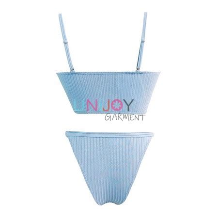 Women Custom Ribbed Bikini Set With Bow Tie Maker Unijoy