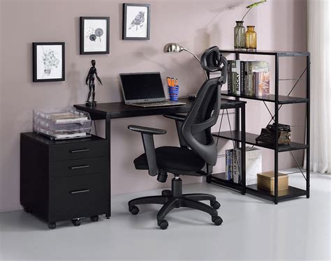 Zaidin Large Home Office Set Black By Acme Furniture Furniturepick