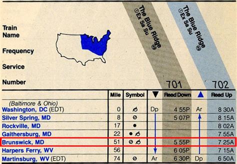 The last Amtrak timetable showing Brunswick, MD Station (issued on ...