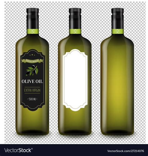 Olive Oil In Glass Bottle Transparent Background Vector Image