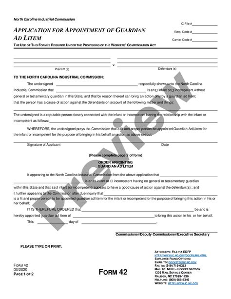 North Carolina Application For Appointment Of Guardian Ad Litem For