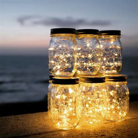 Solar powered Mason Jar Lights (Mason Jar & Handle Included),10 Bulbs Warn White Jar Hanging ...