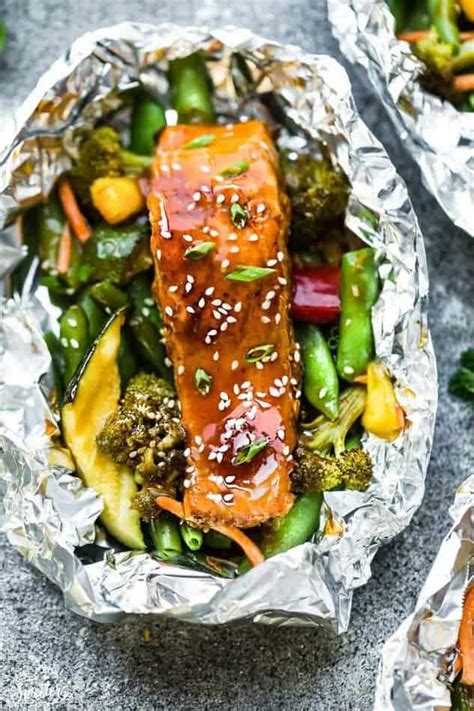 Teriyaki Salmon Foil Packets Baked Or Grilled In Tin Foil