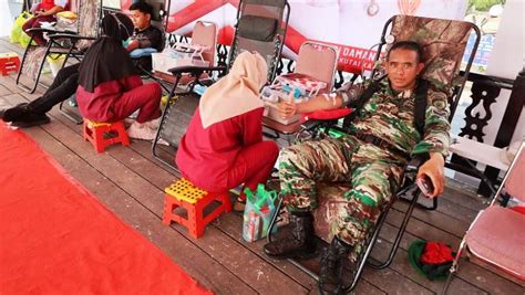 Peringati HUT TNI Ke 78 Kodim 0906 Bersama PMI Kukar Gelar Donor Darah