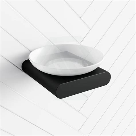 Bathroom Soap Dish Holder Glass Matt Black Myhomeware